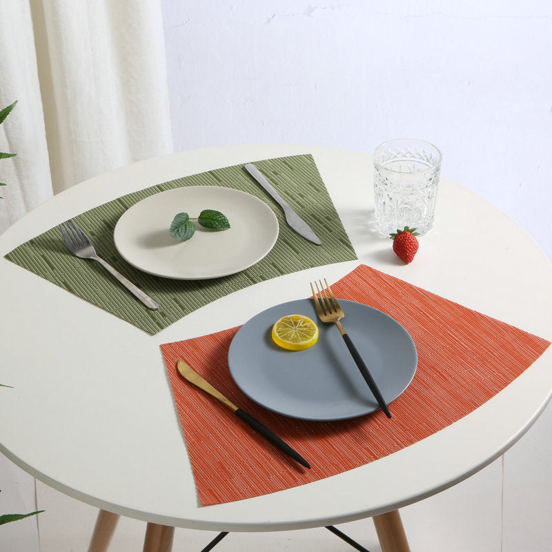 Mantel individual de PVC con forma de abanico para mesa redonda, con aislamiento térmico