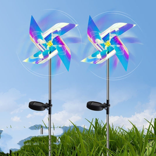 Lámpara de molino de viento solar LED láser de color mágico con enchufe de tierra para el hogar