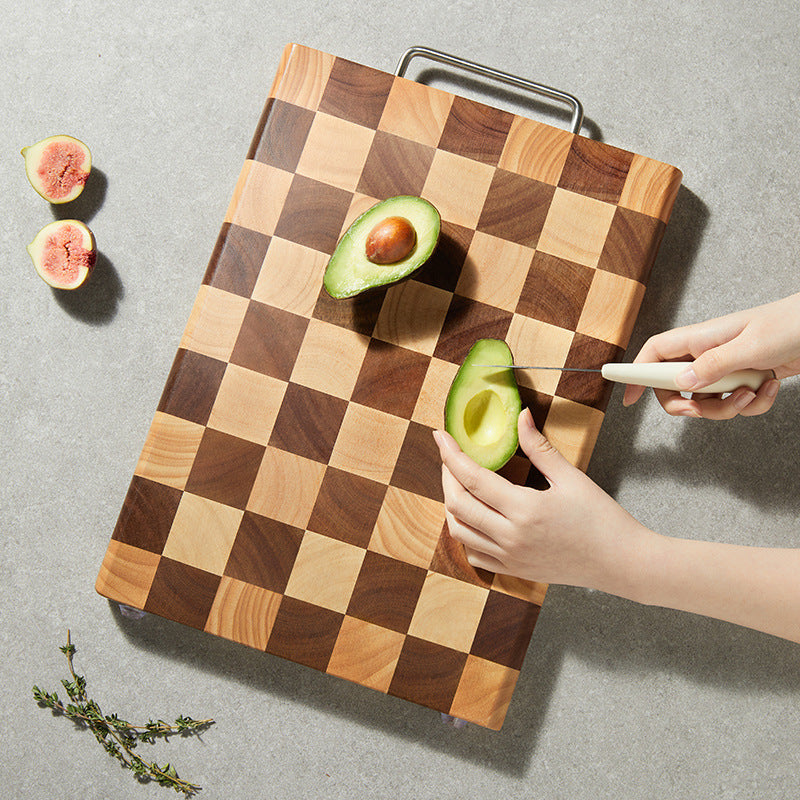 Checkerboard Acacia Wood Cutting Board – Premium Kitchen Essential