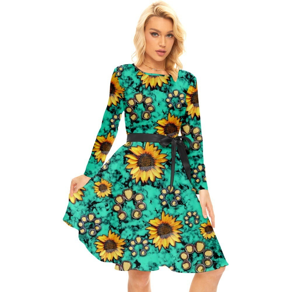 Vestido femenino con estampado de plantas tropicales y diseño de Halloween