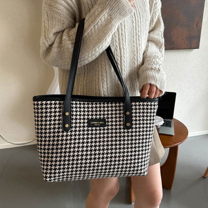 Bolso de Hombro de Pata de Gallo Moda Invierno Bolsos de Desplazamiento Bolsos Grandes de Mujer Bolsos de Compras Informales
