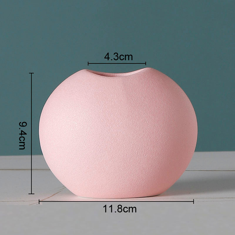 Simple Solid Color Ceramic Vases European Flower Arrangement Plant Pots