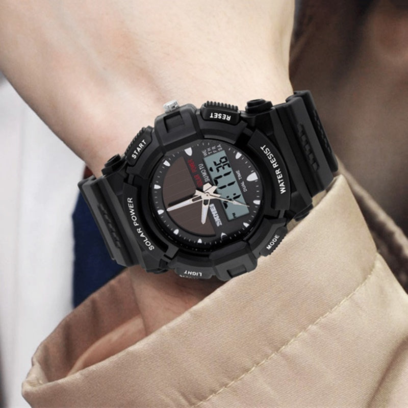 Solar Sport Watch – Waterproof Double Display for Outdoor & Everyday Wear