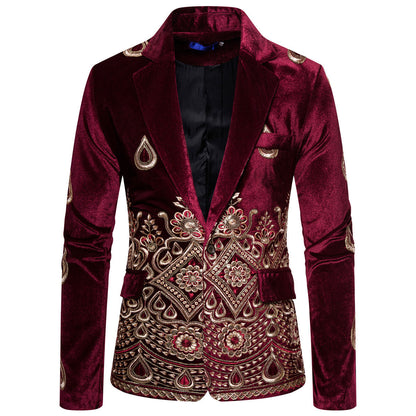 Ethnic Print Single-breasted Leisure Suits For Men Costume