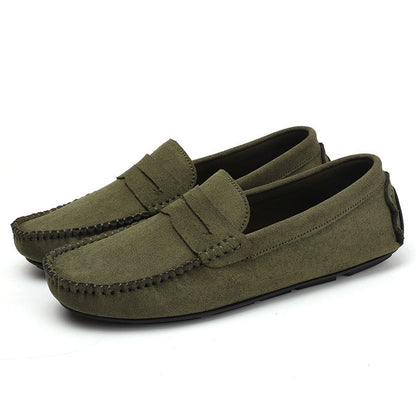 Hand-stitched Men's Beanie Shoes Velvet Leather Handmade
