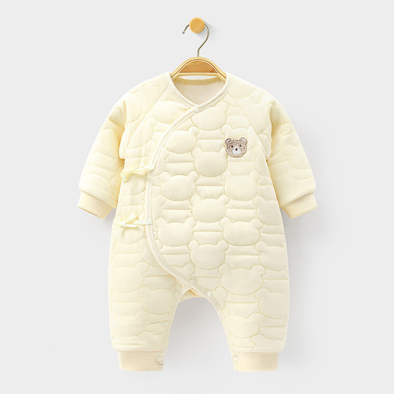 Body bébé Combinaison bébé chaude en coton fin Papillon Vêtements de maison Barboteuse