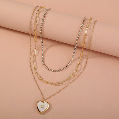 Collar de varias capas apilable con candado dorado, de moda transfronteriza europea y americana, con etiqueta de letras y personalidad, gargantilla para mujer