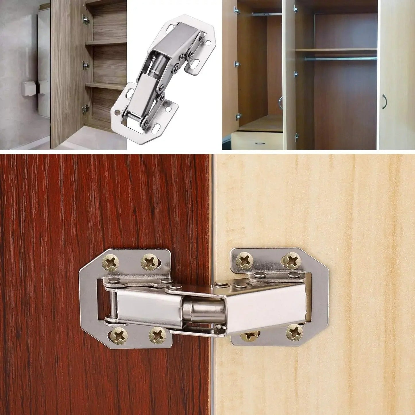 Soft Close Cabinet Hinges 90° Hydraulic Frameless Door Hinges Nickel Plated (10 Pack)
