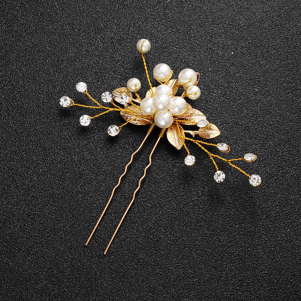 Coiffe de mariée bijoux faits main perle en forme de U fleur de tête épingle à cheveux