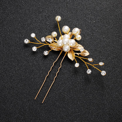 Coiffe de mariée bijoux faits main perle en forme de U fleur de tête épingle à cheveux