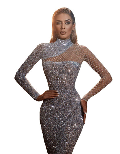 Nouvelle robe à paillettes en S, blanche, à découpes et épaules dénudées pour femmes