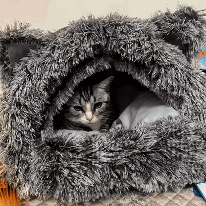 Cueva para gatos de forro polar cálido para invierno, a prueba de viento, confort térmico de 360° para gatos y perros pequeños