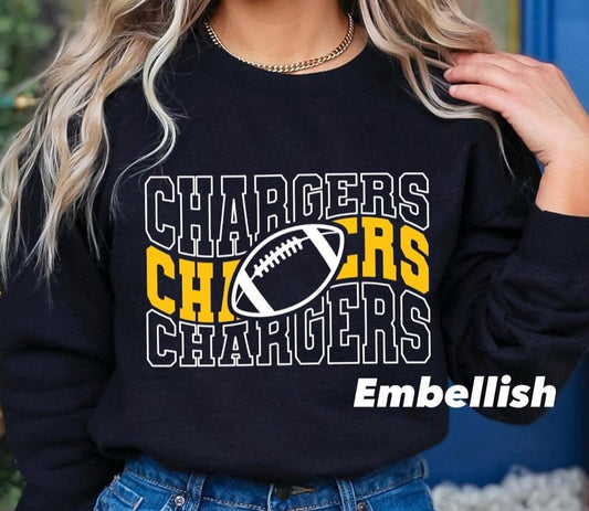 Blanco y Amarillo - Pilas de fútbol americano de los Chargers