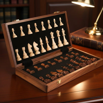Wooden Chess Set 40cm Tournament Board Strategy Game with Extra Queens