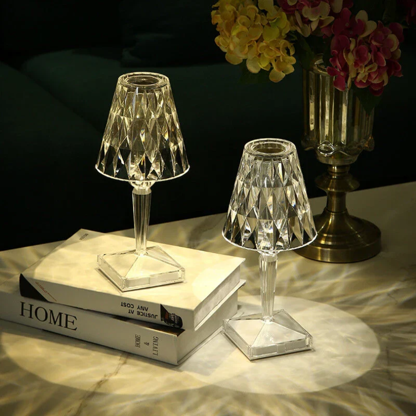 Crystal Table Lamp Luxury Bedside Nightstand Glam Lighting Decor