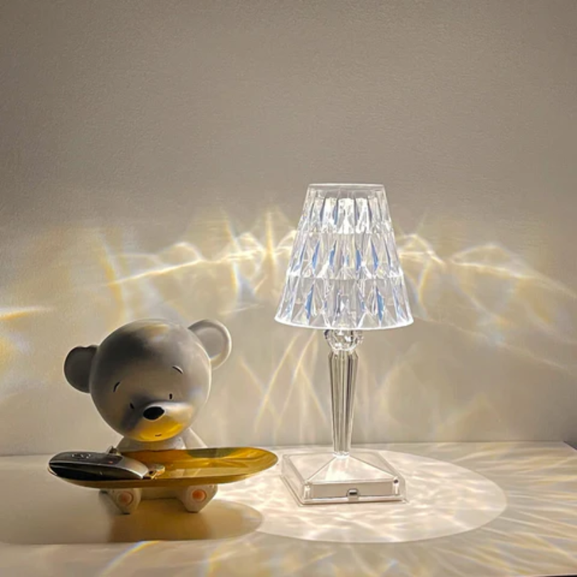 Crystal Table Lamp Luxury Bedside Nightstand Glam Lighting Decor