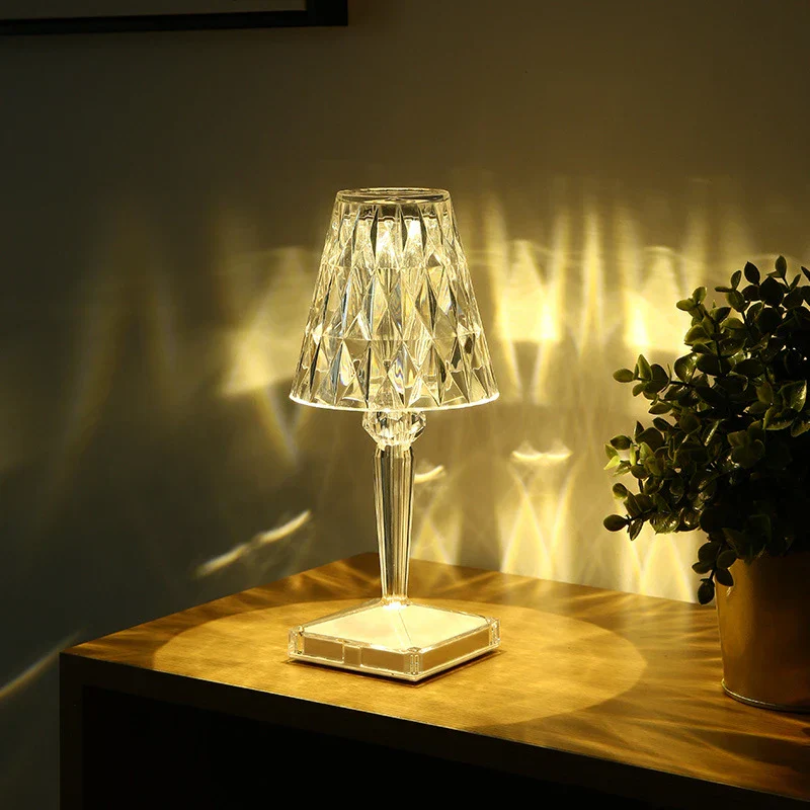 Crystal Table Lamp Luxury Bedside Nightstand Glam Lighting Decor