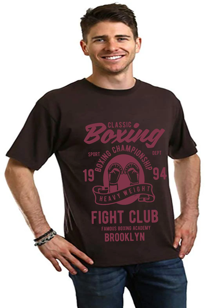 Camiseta Gráfica Clásica de Boxeo para Hombre de Manga Corta de Viscosa de Bambú/Algodón Orgánico