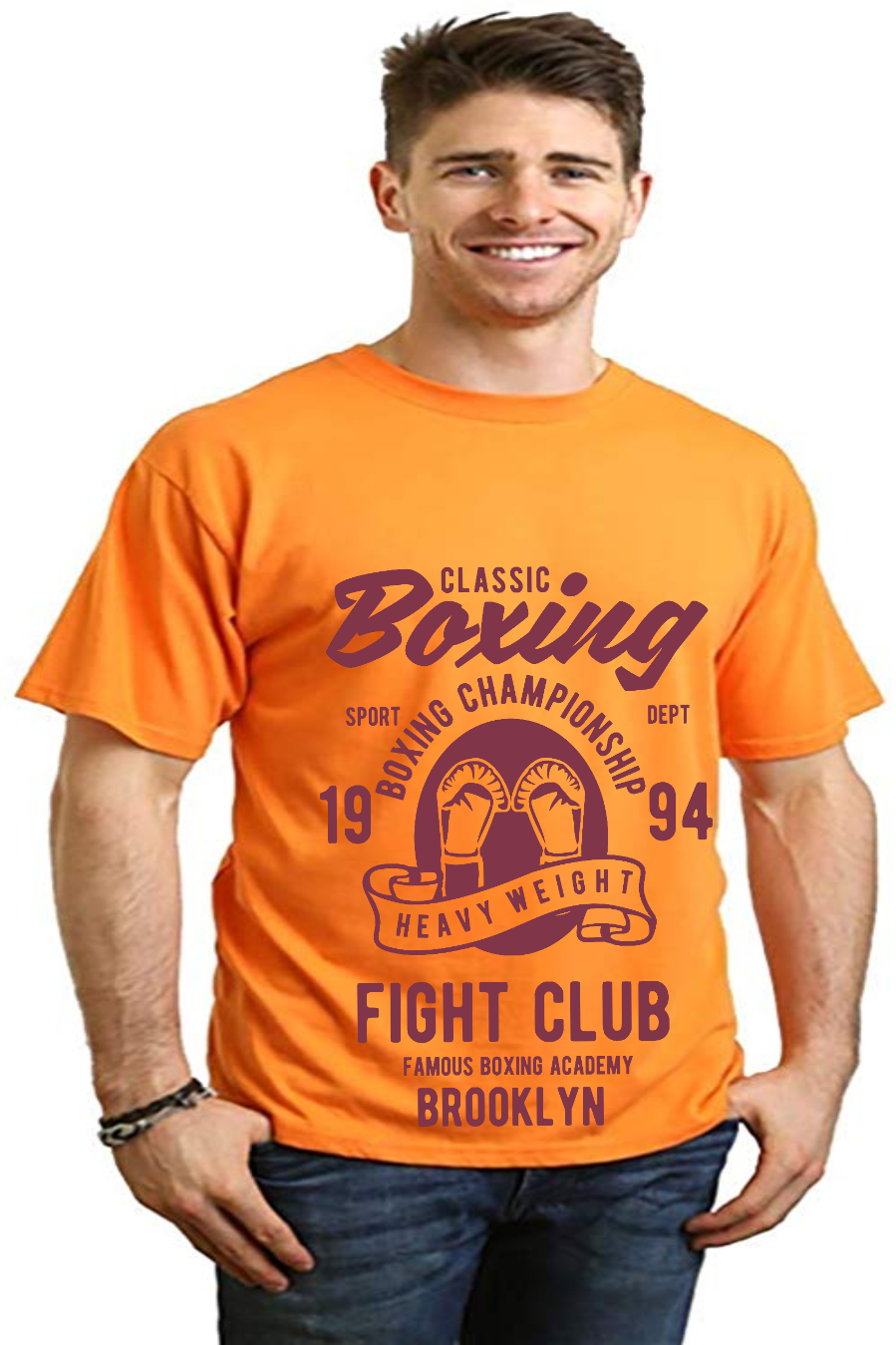 Camiseta Gráfica Clásica de Boxeo para Hombre de Manga Corta de Viscosa de Bambú/Algodón Orgánico