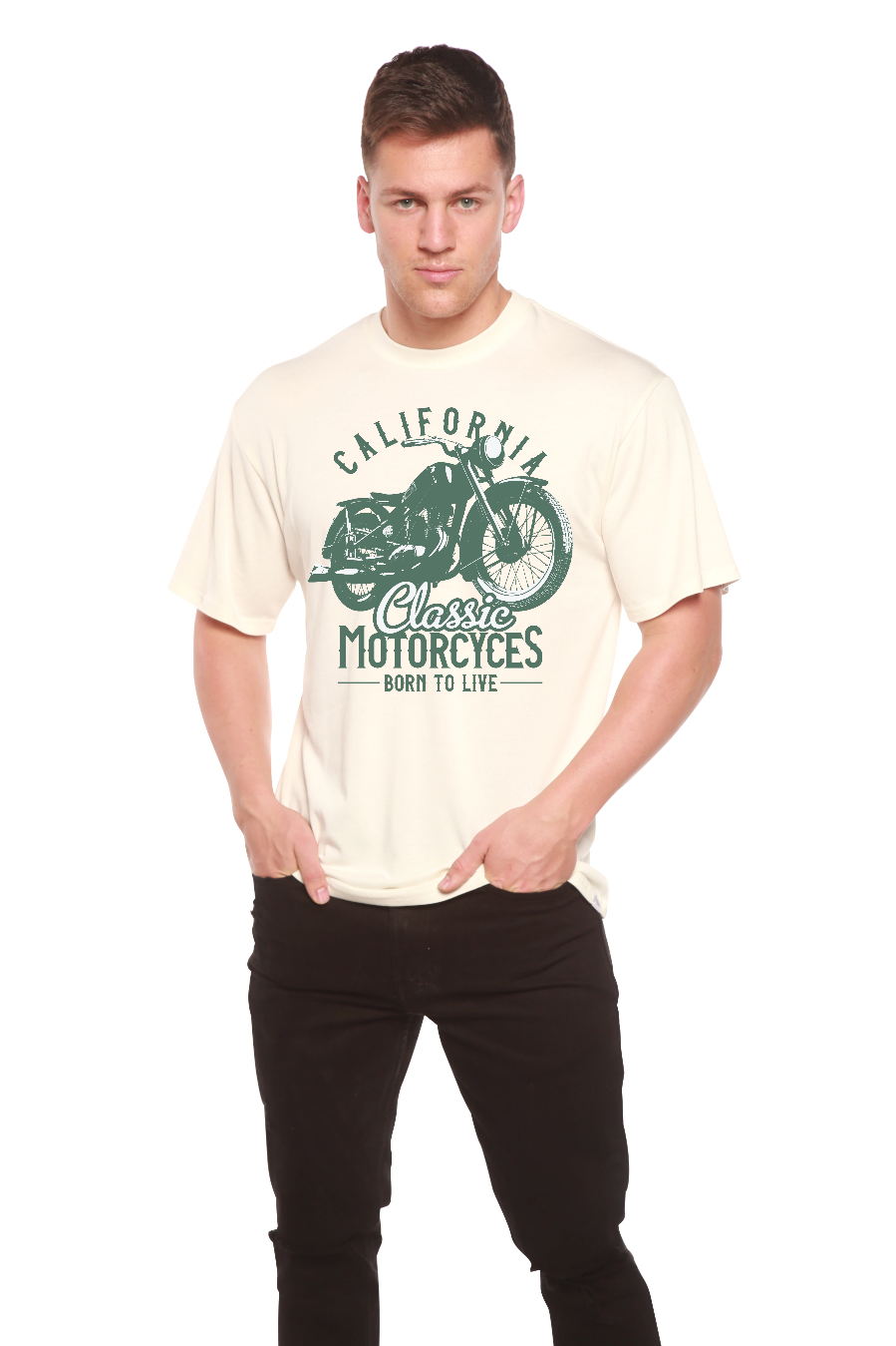 T-shirt graphique classique à manches courtes en viscose de bambou et coton biologique pour homme