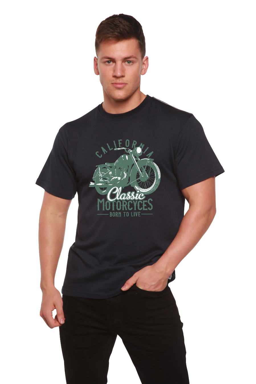 T-shirt graphique classique à manches courtes en viscose de bambou et coton biologique pour homme