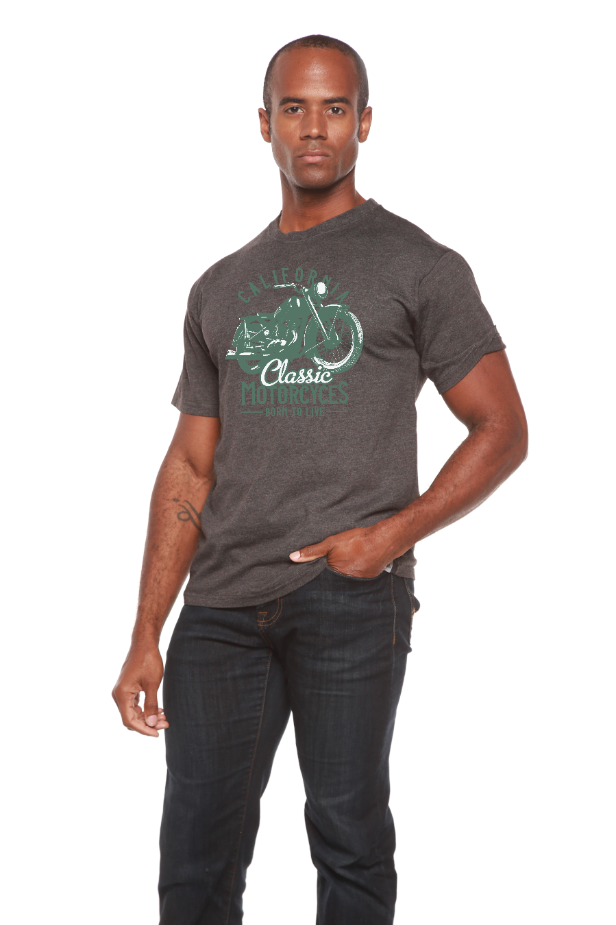 T-shirt graphique classique à manches courtes en viscose de bambou et coton biologique pour homme