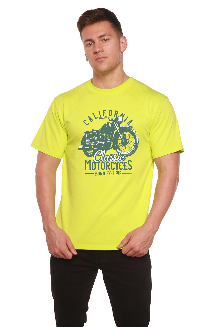 T-shirt graphique classique à manches courtes en viscose de bambou et coton biologique pour homme
