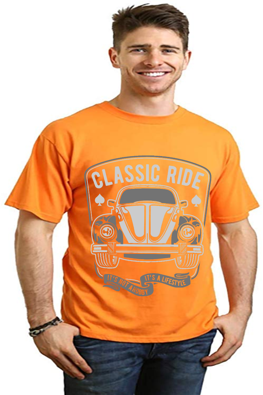 Camiseta gráfica de manga corta de bambú/viscosa y algodón orgánico "Classic Ride" para hombre