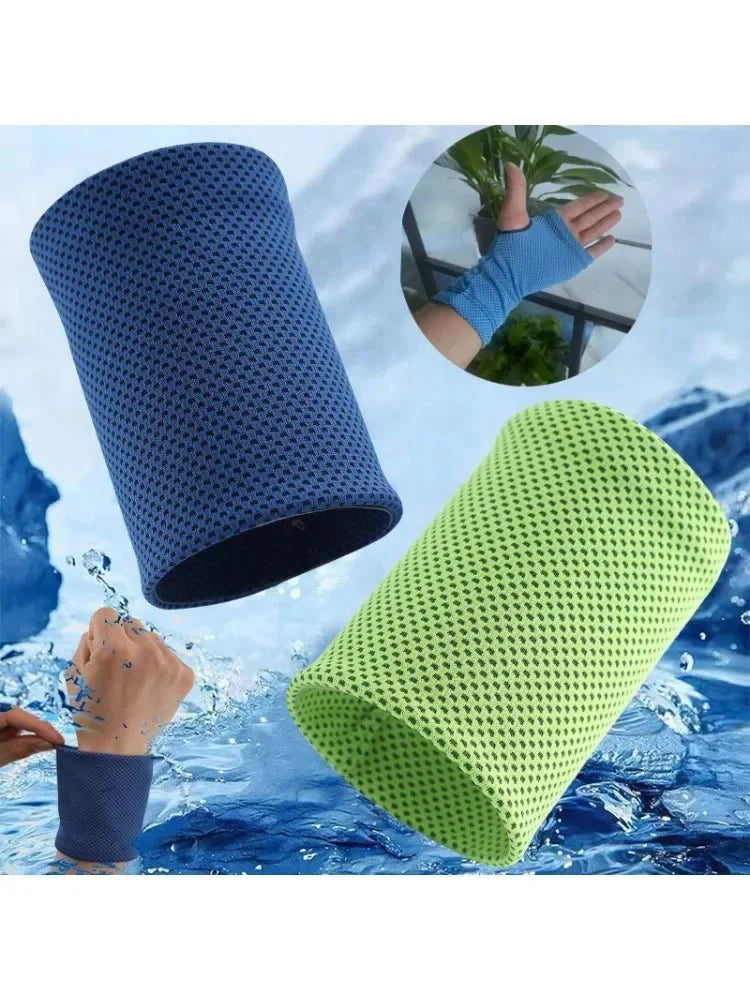 Cold-Sensing Sports Wristbands – Ice Silk Cooling Sweatbands
