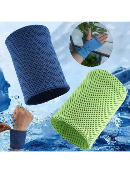 Cold-Sensing Sports Wristbands – Ice Silk Cooling Sweatbands