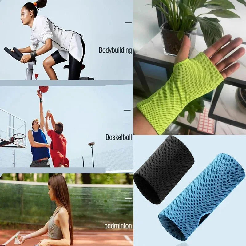 Cold-Sensing Sports Wristbands – Ice Silk Cooling Sweatbands