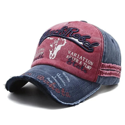 Cow Head Letter Embroidery Vintage Baseball Cap | Unisex Adjustable Washed Cotton Hat