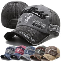 Cow Head Letter Embroidery Vintage Baseball Cap | Unisex Adjustable Washed Cotton Hat