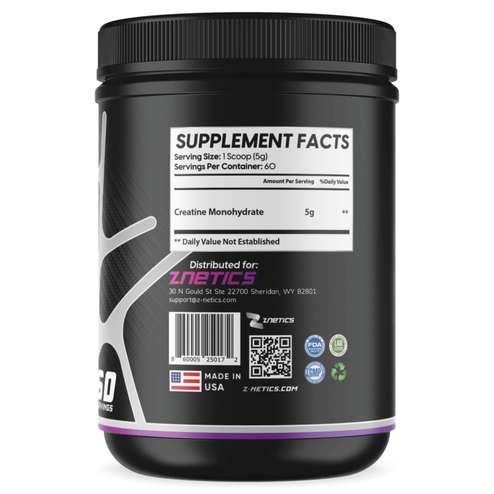Creatine Monohydrate Ultramicronized | 5g Per Serving, 60 Servings | ONE ZTRIKE by ZNETICS