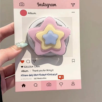 Cute 3D Star-Shaped Magnetic Griptok – Foldable Phone Ring Holder & Kickstand