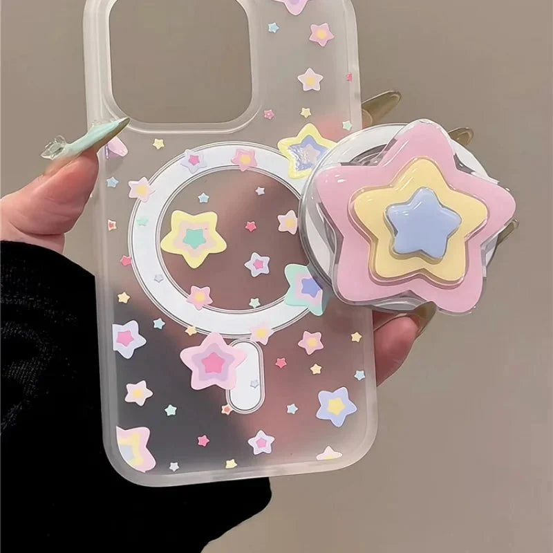 Cute 3D Star-Shaped Magnetic Griptok – Foldable Phone Ring Holder & Kickstand