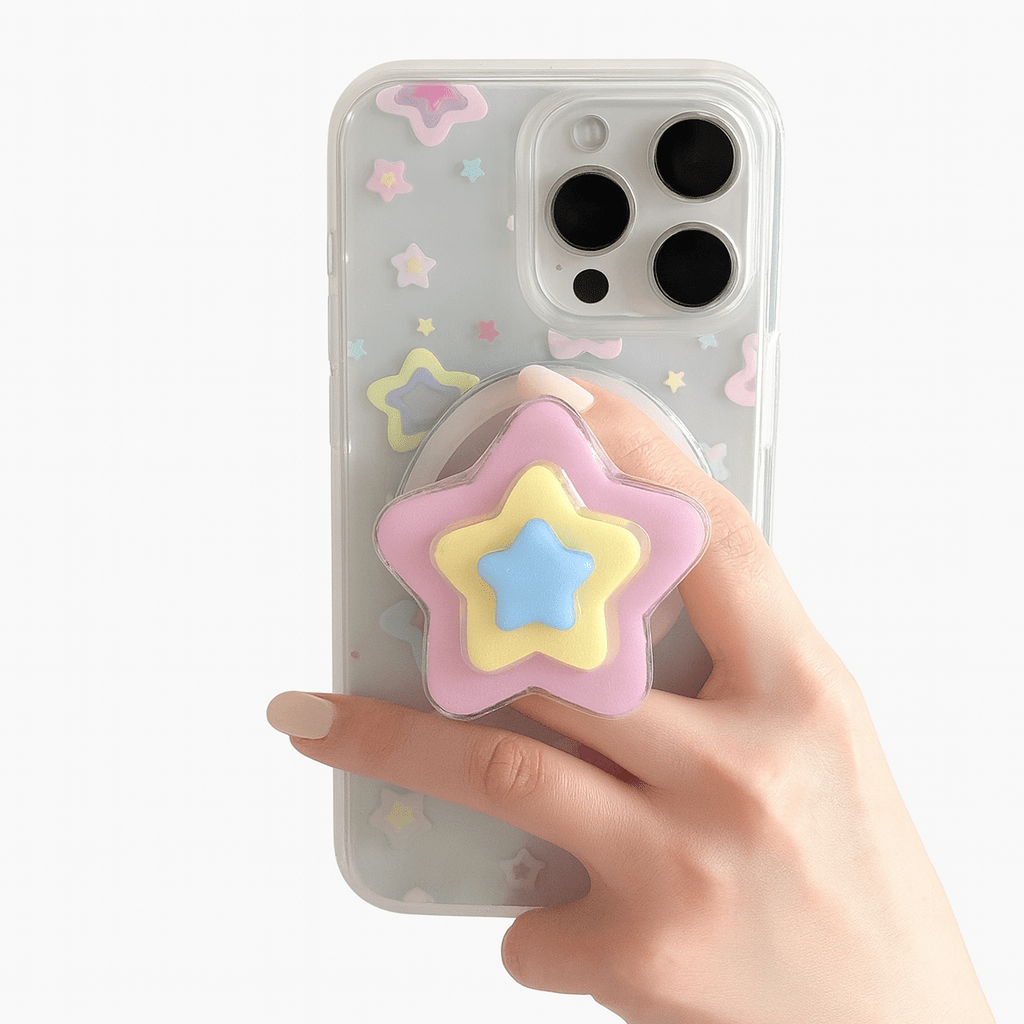Cute 3D Star-Shaped Magnetic Griptok – Foldable Phone Ring Holder & Kickstand