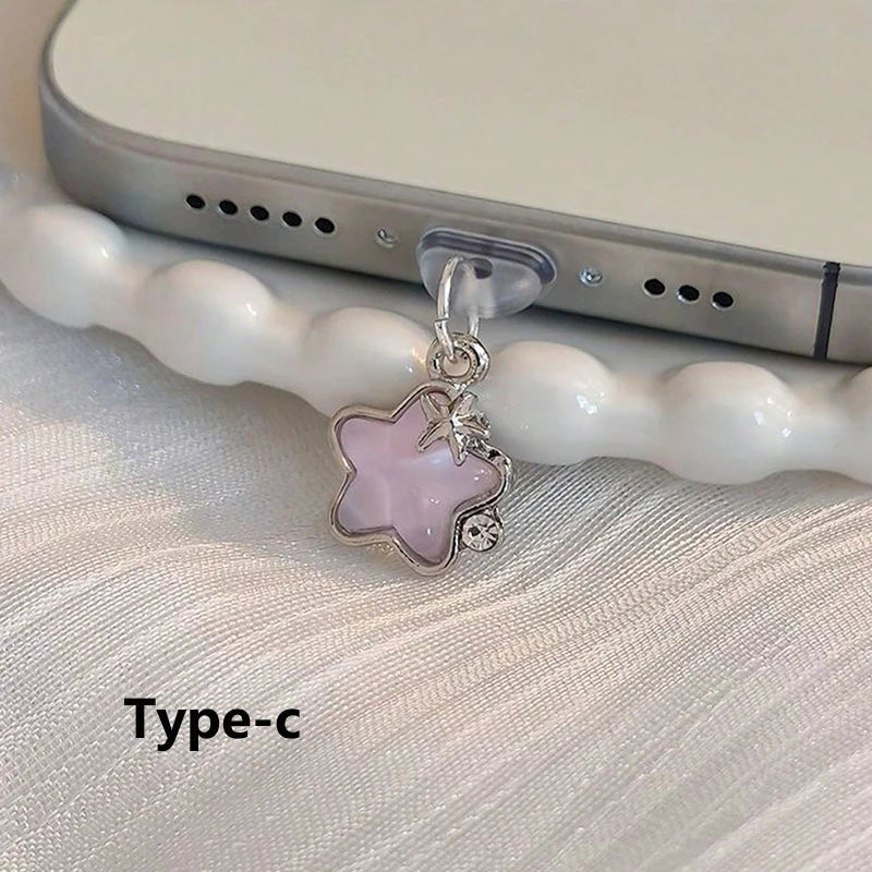 Cute Diamond Star Phone Dust Plug – Decorative Pendant