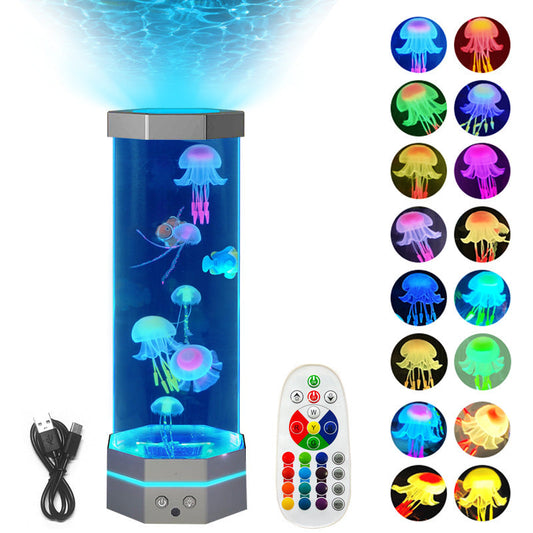 15" Jellyfish Lava Lamp | 17-Color Changing Remote Control Projector Night Light