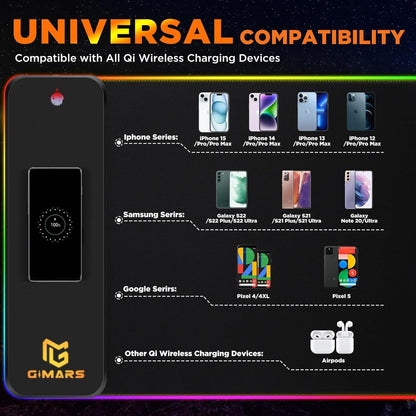 XXL RGB Gaming Mouse Pad — 15W Qi Wireless Charging | 10 Lighting Modes
