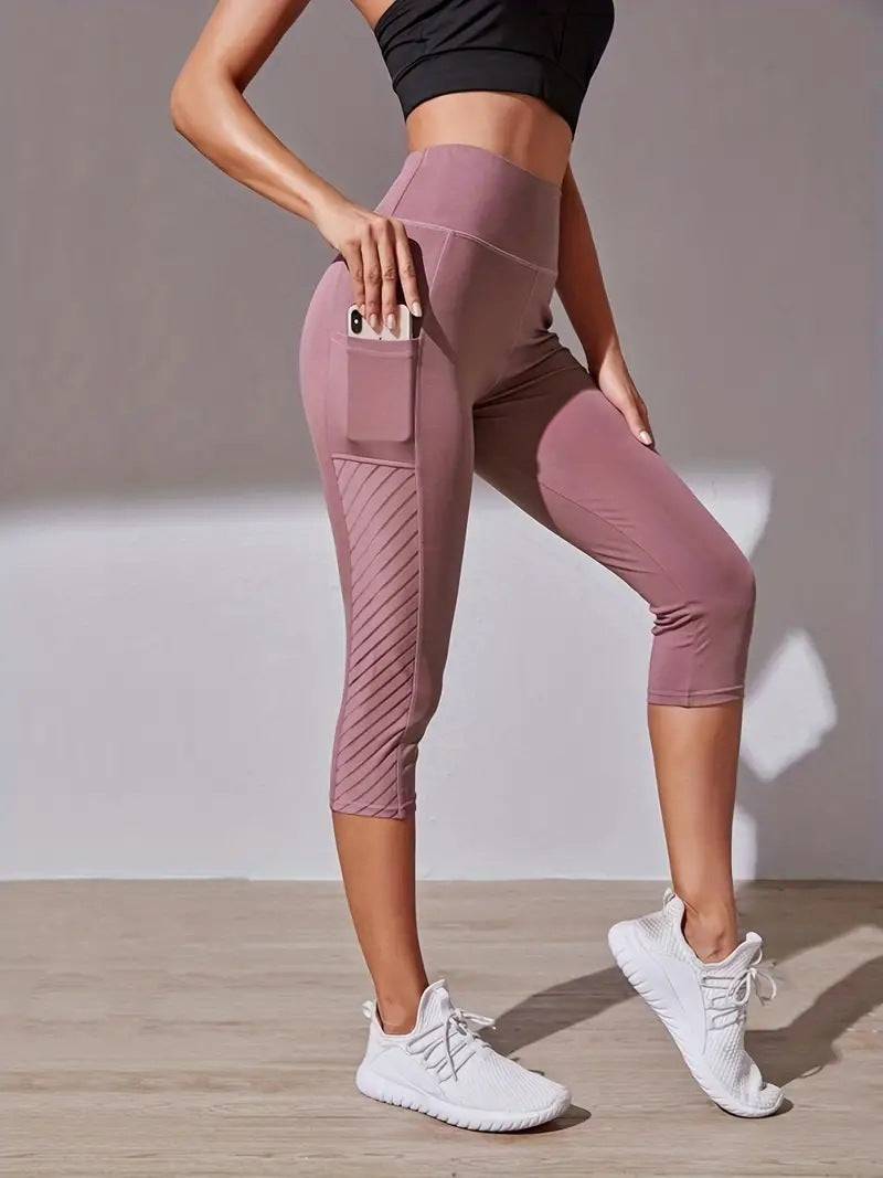 Color Contrast Patchwork Running Trousers Belly Contracting