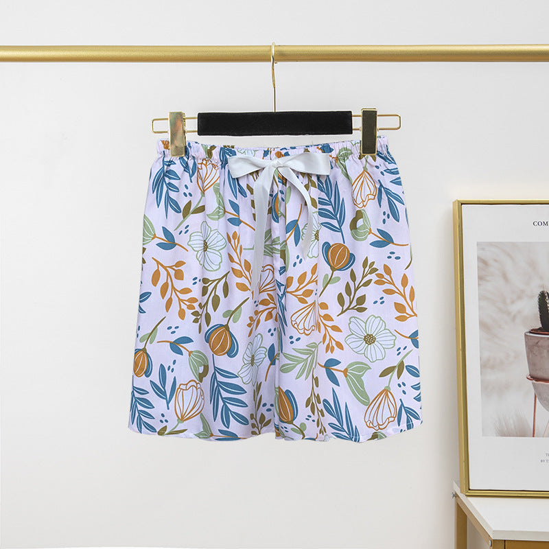 Pantalon de pyjama en soie de coton pour femme, short d'été fin et décontracté