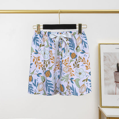 Pantalon de pyjama en soie de coton pour femme, short d'été fin et décontracté