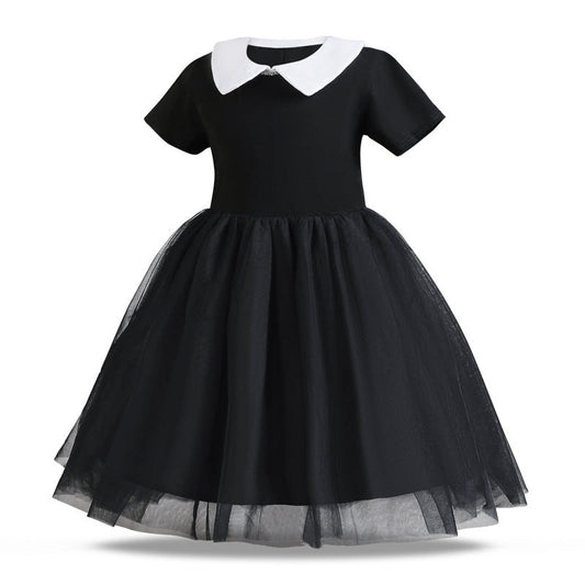 Robe de princesse parapluie en maille à col Claudine