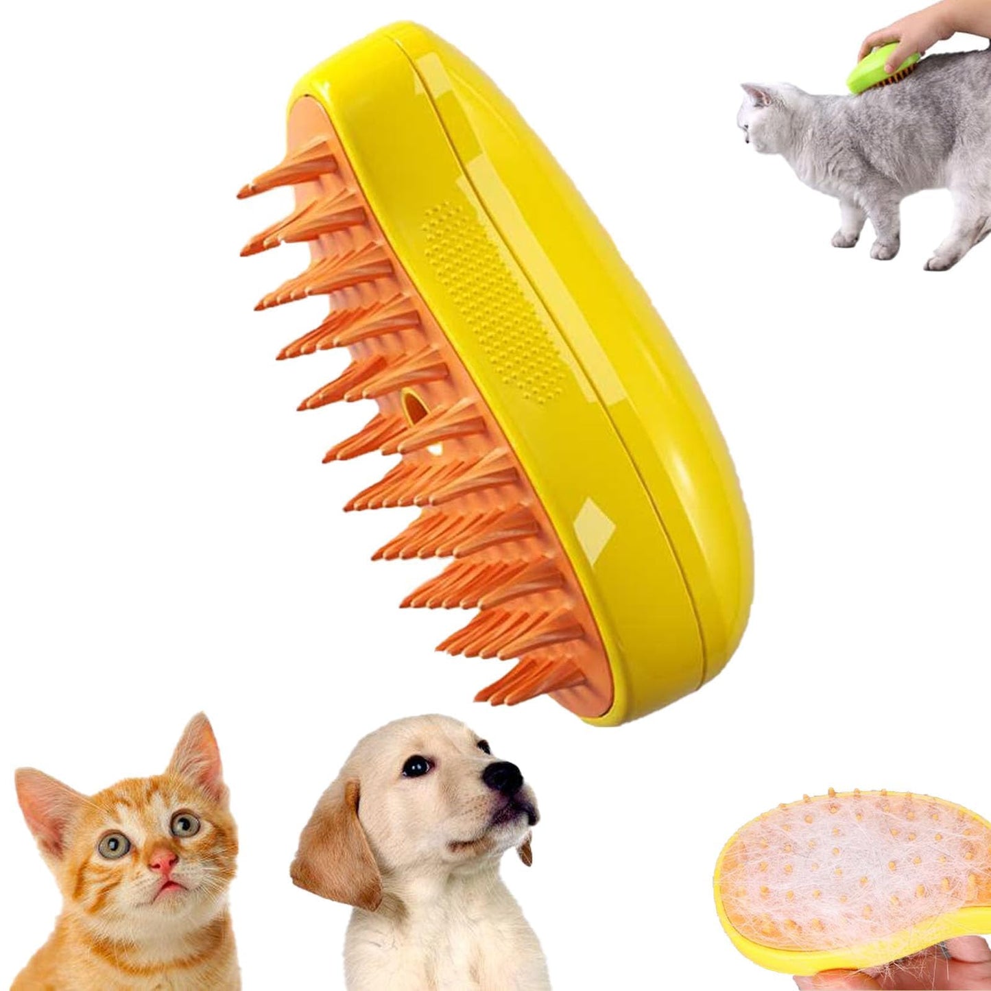 Cat Steam BrushCat Dog Pet Spray Massaging Comb One Button Spray Flyaway Hair Prevention Gentle on Skin Massages and Cleanses. Enhance Inner Softness