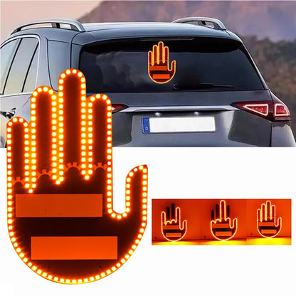 Drôle nouvelle lumière de geste éclairée par LED, lumière de doigt de voiture avec télécommande, panneaux de colère de la route, lumière de geste de doigt du milieu, lampe à main