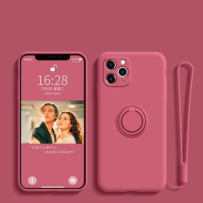Liquid Silicone Phone Case with Ring Holder – Shockproof, Grip-Friendly & Compatible Design
