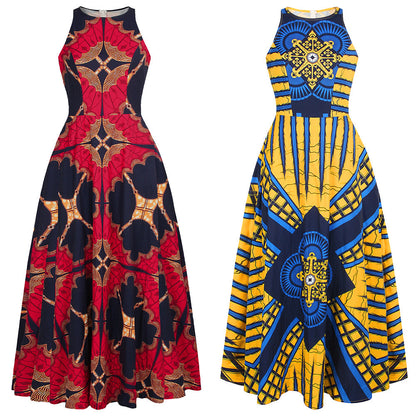 New Product Digital Printing Women's Round Neck Sleeveless Dress