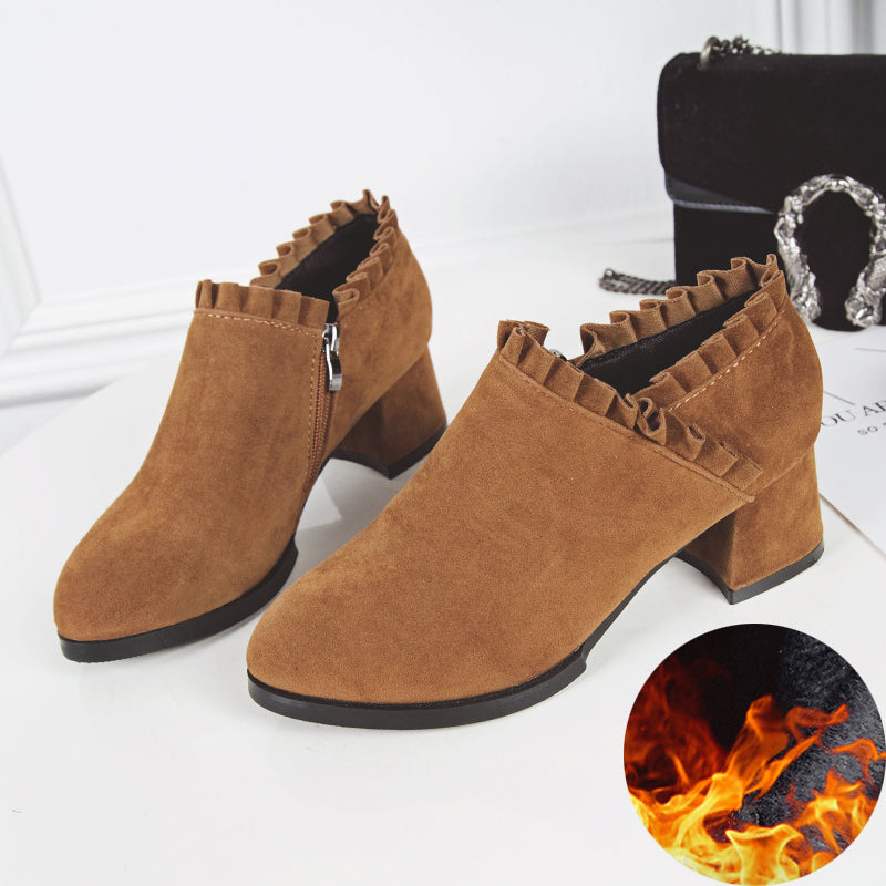 Bottes Martin givrées pour femmes style britannique, bottes courtes pour enfants, bottes à talons épais, bottes à outils, bottes à talons hauts pointus pour femmes, bottes simples printemps et automne