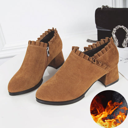 Bottes Martin givrées pour femmes style britannique, bottes courtes pour enfants, bottes à talons épais, bottes à outils, bottes à talons hauts pointus pour femmes, bottes simples printemps et automne